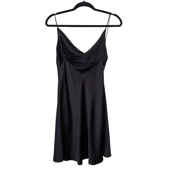 TRU BLU Satin Cowlneck Mini Dress Black Small - Picture 3 of 4